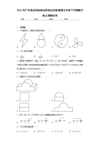 2022年广东省深圳市南山区南山实验集团九年级下学期数学线上调研试卷(含答案)