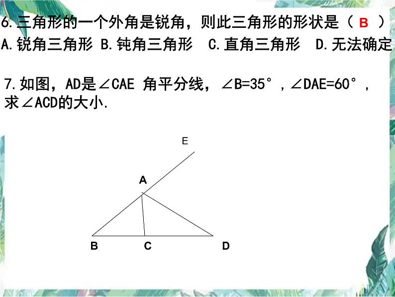 人教版数学八年级上册 与三角形有关的角习题复习课件05