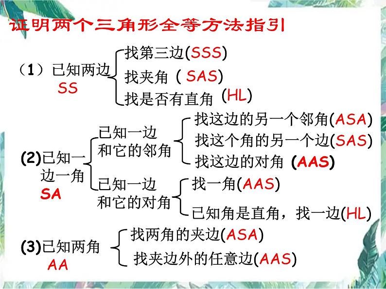 人教版数学八年级上册第十二章全等三角形复习 课件06