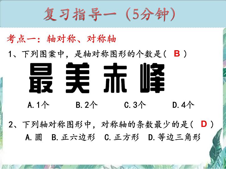 人教版数学八年级上册第十三章 轴对称复习课件第3页