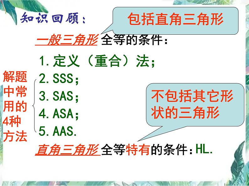 人教版八年级上册数学 三角形全等的判定复习课件02