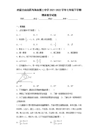 内蒙古自治区乌海市第二中学2021-2022学年七年级下学期期末数学试题(含答案)