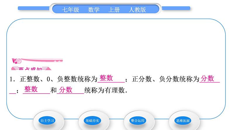 人教版七年级数学上第一章有理数1-1.2.1　有理数习题课件第2页