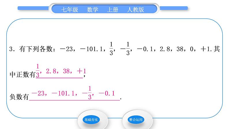 人教版七年级数学上第一章有理数1-1．1　正数和负数习题课件05