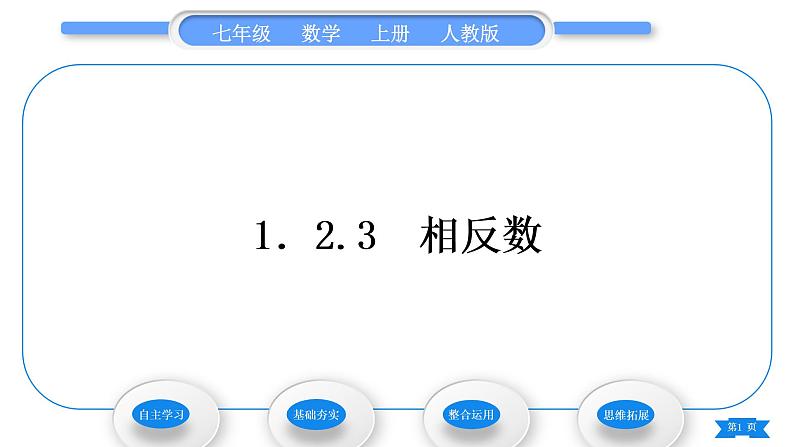 人教版七年级数学上第一章有理数3-1.2.3　相反数习题课件01