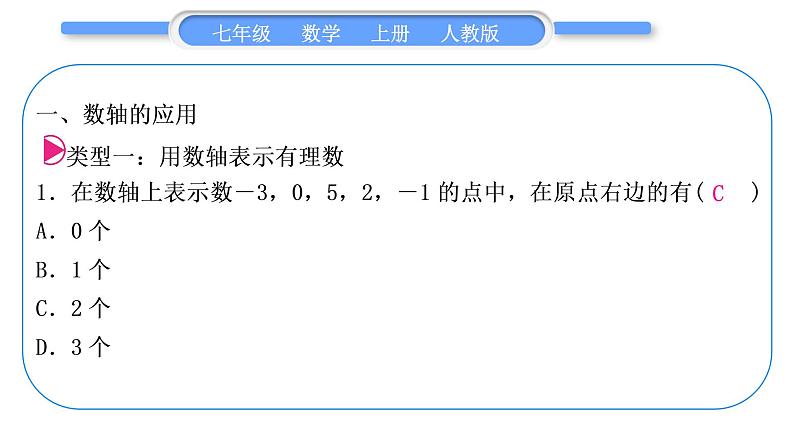 人教版七年级数学上第一章有理数知能素养小专题(一)　绝对值与数轴的应用习题课件第2页