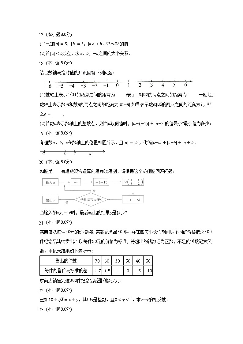 浙教版初中数学七年级上册期中测试卷（标准难度）（含答案解析）第3页