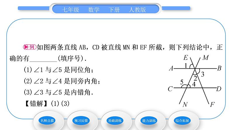 人教版七年级数学下第五章相交线与平行线5.1.3　同位角、内错角、同旁内角习题课件04