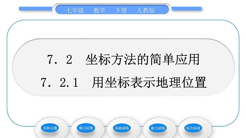 人教版七年级数学下第七章平面直角坐标系7.2.1　用坐标表示地理位置习题课件第1页