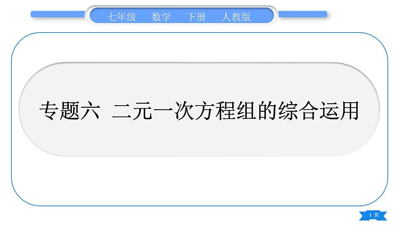 人教版七年级数学下第8章二元一次方程组专题六　二元一次方程组的综合运用习题课件第1页