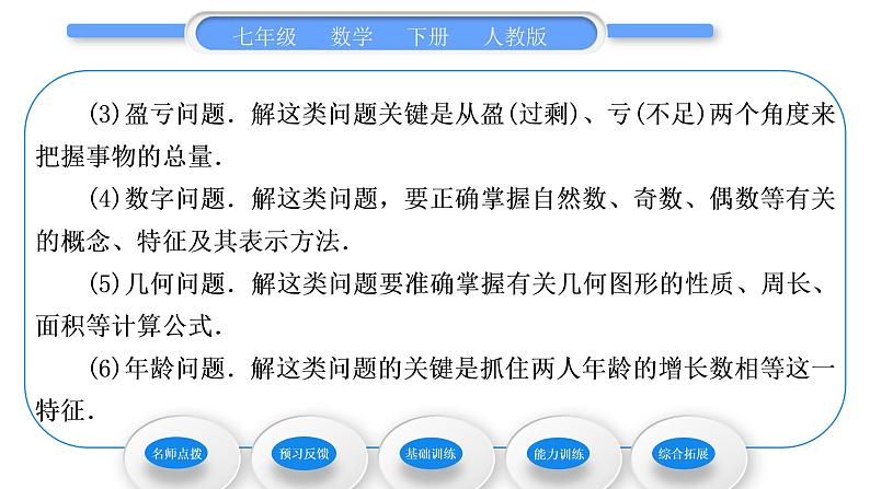 人教版七年级数学下第8章二元一次方程组8.3 第2课时　利用二元一次方程组解决较复杂的图表信息问题习题课件第3页