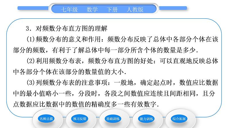 人教版七年级数学下第十章数据的收集、整理与描述10．2　直方图习题课件04