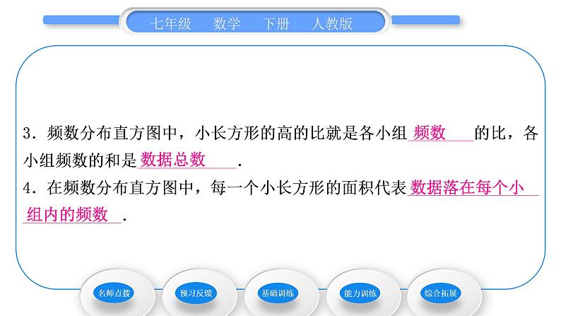 人教版七年级数学下第十章数据的收集、整理与描述10．2　直方图习题课件07