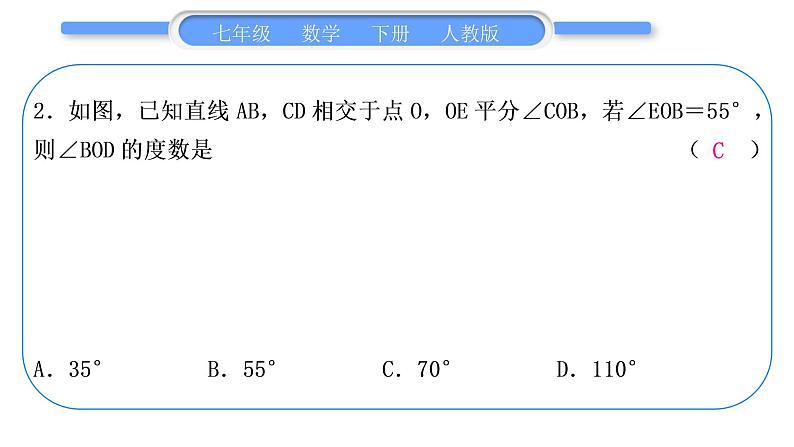 人教版七年级数学下第五章相交线与平行线第五章中考重热点突破习题课件第3页