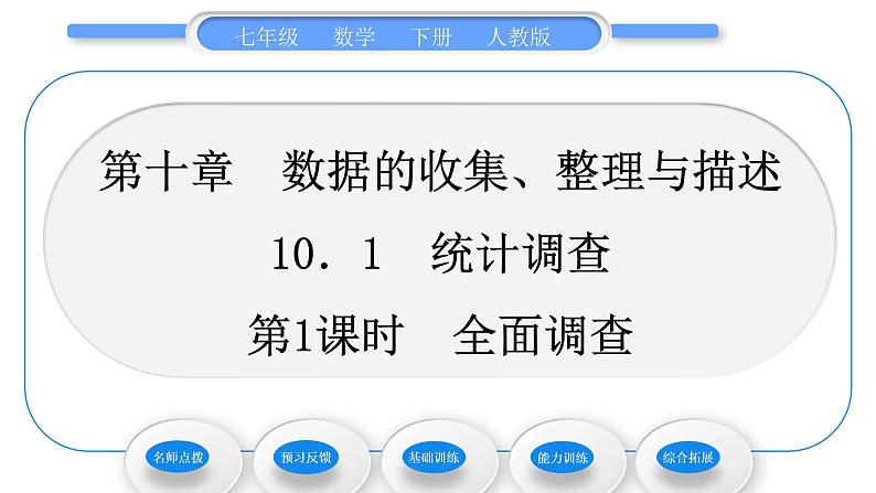 人教版七年级数学下第十章数据的收集、整理与描述10.1 第1课时　全面调查习题课件第1页