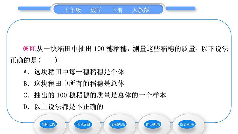 人教版七年级数学下第十章数据的收集、整理与描述10.1 第2课时　抽样调查习题课件第5页