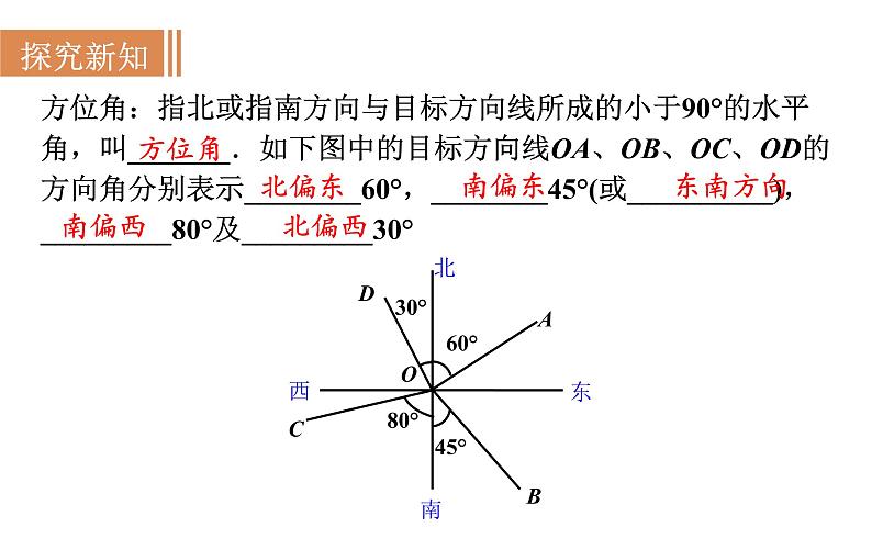 沪科版九年级数学上册课件 23.1.3 方位角与解直角三角形第4页