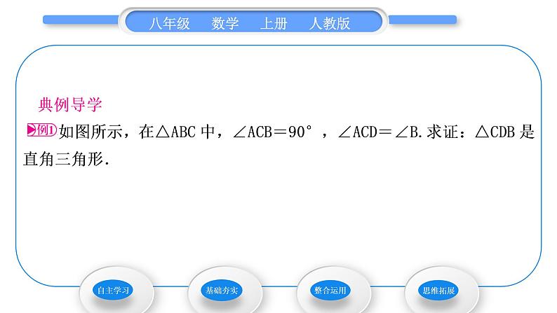 人教版八年级数学上第十一章三角形11.2.2第2课时　直角三角形的两个锐角互余 习题课件第3页