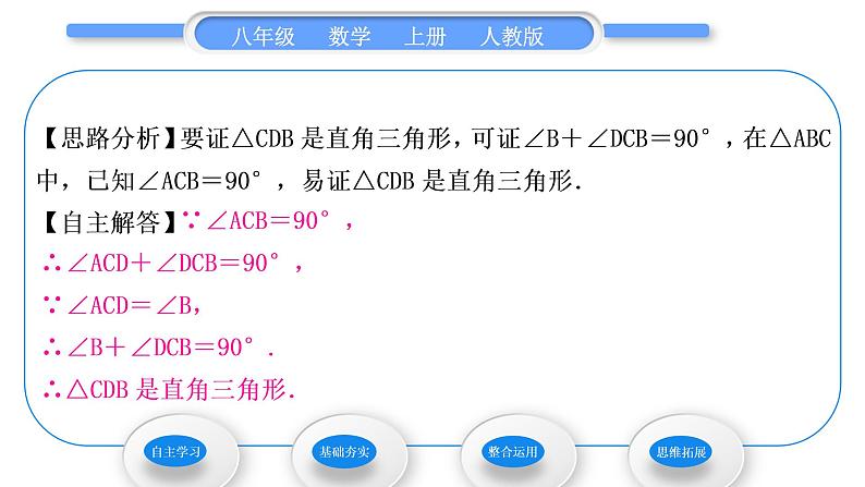 人教版八年级数学上第十一章三角形11.2.2第2课时　直角三角形的两个锐角互余 习题课件第4页