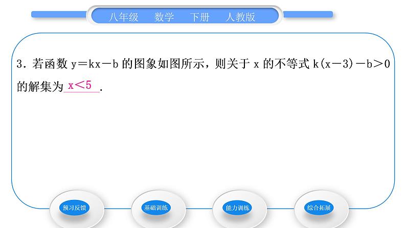 人教版八年级数学下第十九章一次函数19.2.3第2课时　一次函数与一元一次不等式的关系习题课件第5页