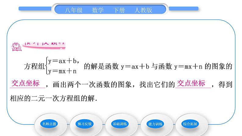 人教版八年级数学下第十九章一次函数19.2.3第3课时　一次函数与二元一次方程(组)的关系习题课件06