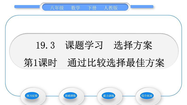 人教版八年级数学下第十九章一次函数19.3第1课时　通过比较选择最佳方案习题课件第1页