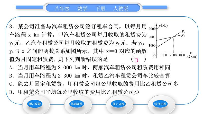 人教版八年级数学下第十九章一次函数19.3第1课时　通过比较选择最佳方案习题课件第5页