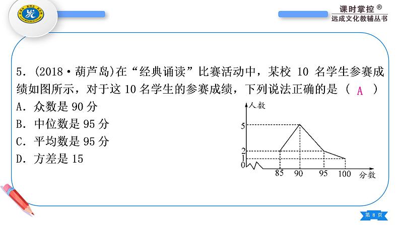 人教版八年级数学下第二十章数据的分析第二十章中考重热点突破习题课件08