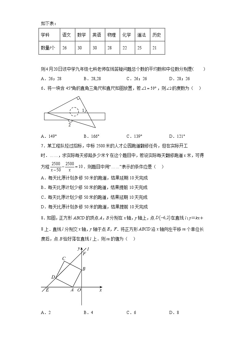 2022年广东省深圳市南山区南山外国语学校中考二模质量检测数学试题（5月(含答案)02