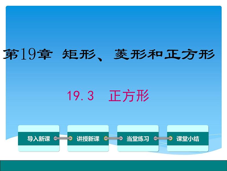 仁寿县大化镇初级中学校数学教师：课件-19.3 正方形（黄琳）第1页