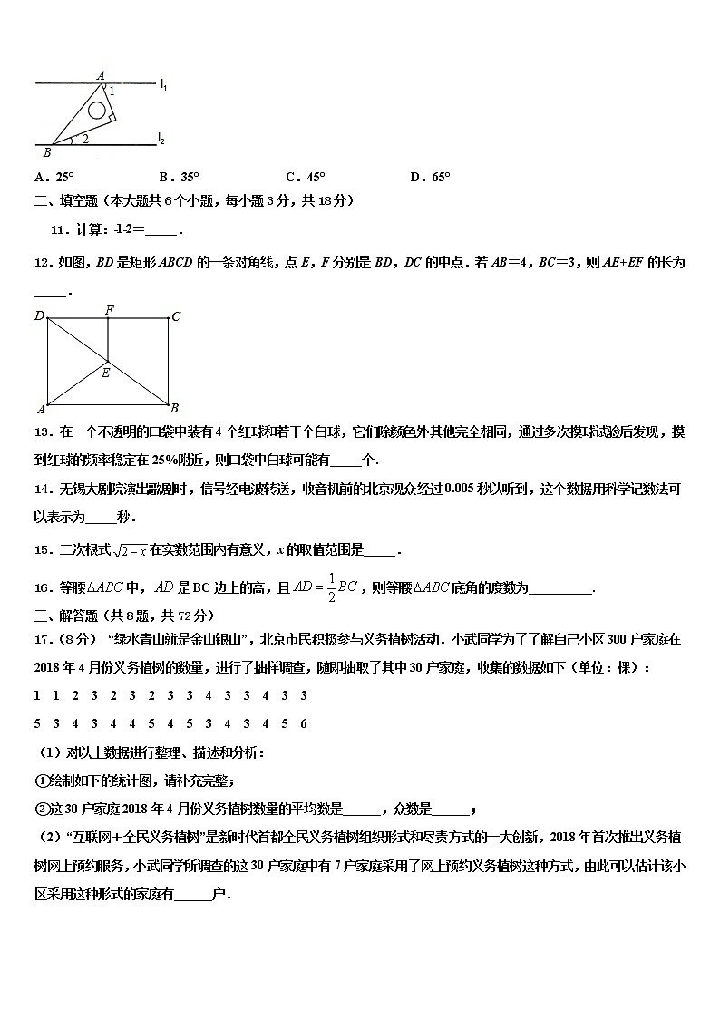 陕西省榆林市绥德重点中学2021-2022学年毕业升学考试模拟卷数学卷含解析第3页
