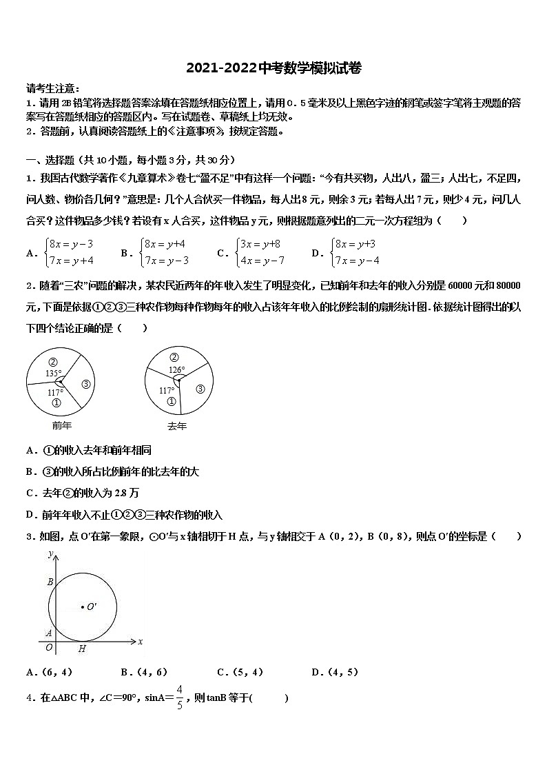深圳市重点中学2022年初中数学毕业考试模拟冲刺卷含解析01