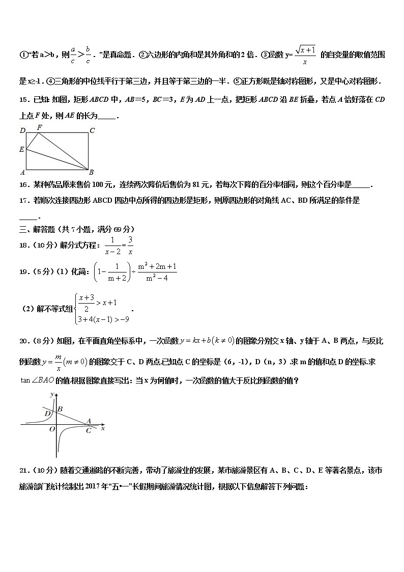 四川省巴中巴州区七校联考2021-2022学年毕业升学考试模拟卷数学卷含解析03