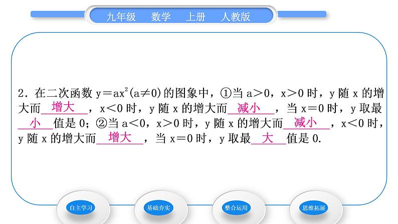 人教版九年级数学上第二十二章二次函数22.1.2　二次函数y＝ax2的图象和性质习题课件03