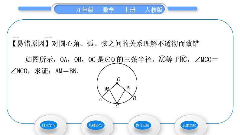 人教版九年级数学上第二十四章圆24.1.3　弧、弦、圆心角习题课件第7页