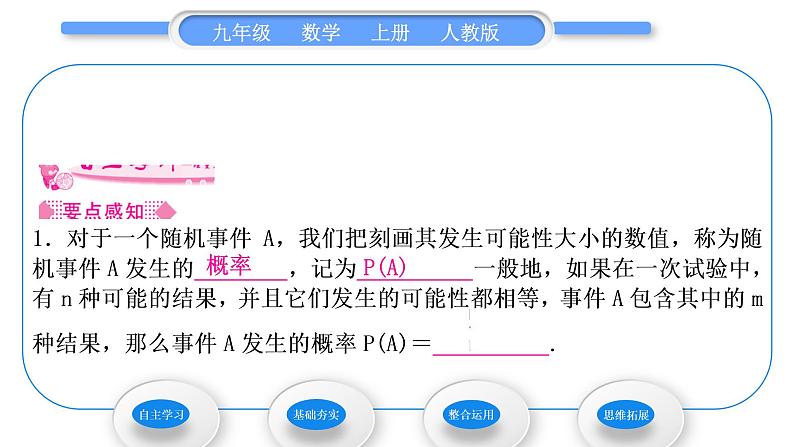 人教版九年级数学上第二十五章概率初步25.1.2　概　率习题课件02