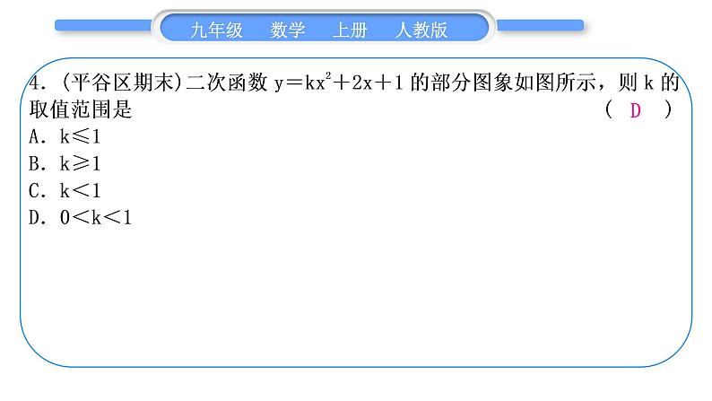 人教版九年级数学上第二十二章二次函数知能素养小专题(二)　二次函数图象与字母系数的关系习题课件第7页