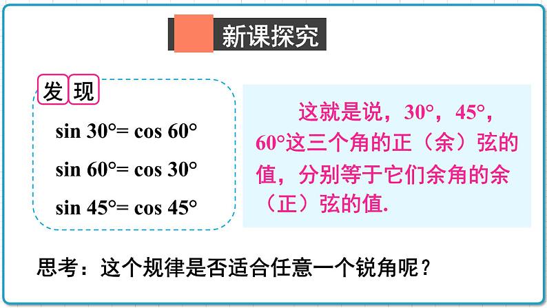 初中数学沪科版（2012）九年级上册 第二十三章 23.1.5 互余两锐角的三角函数关系 课件03