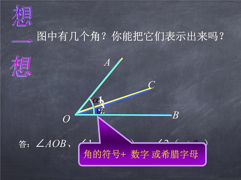 初中数学华东师大版七年级上册 第四章 4.6.1 角 课件第7页