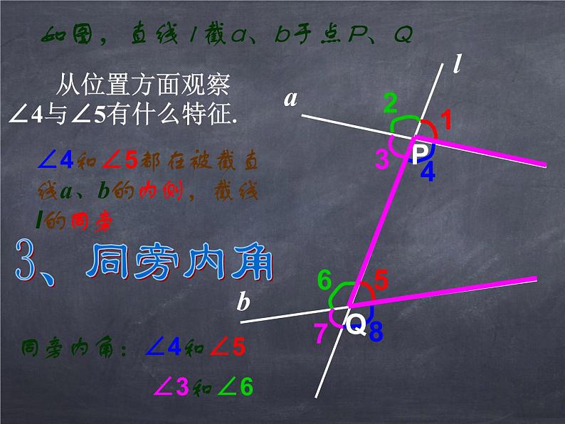 初中数学华东师大版七年级上册 第五章 5.1.3 同位角、内错角、同旁内角 课件第7页