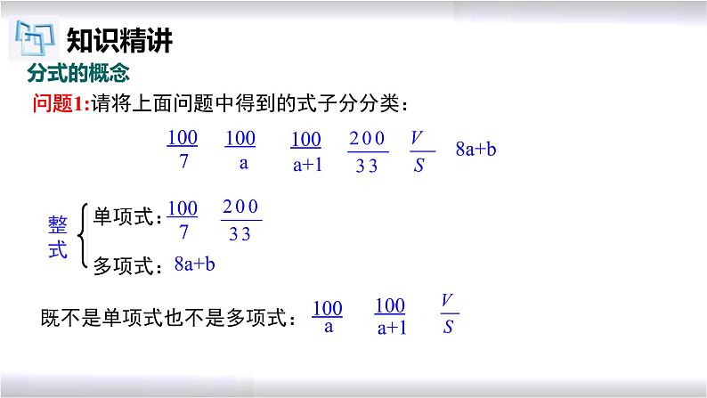 初中数学冀教版八年级上册 12.1 第1课时 分式 课件05