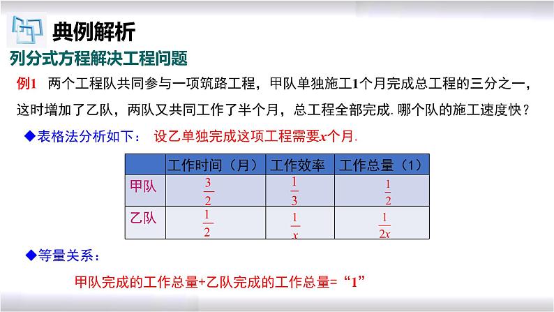 初中数学冀教版八年级上册 12.5 第1课时 分式方程的应用-工程问题 课件05