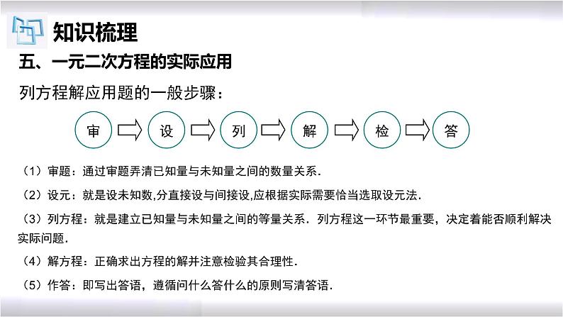 初中数学冀教版九年级上册 第24章 一元二次方程章节复习 课件08