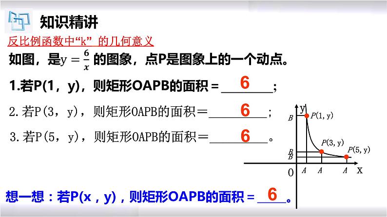 初中数学冀教版九年级上册 27.2 第2课时 反比例函数“k”的几何意义 课件03