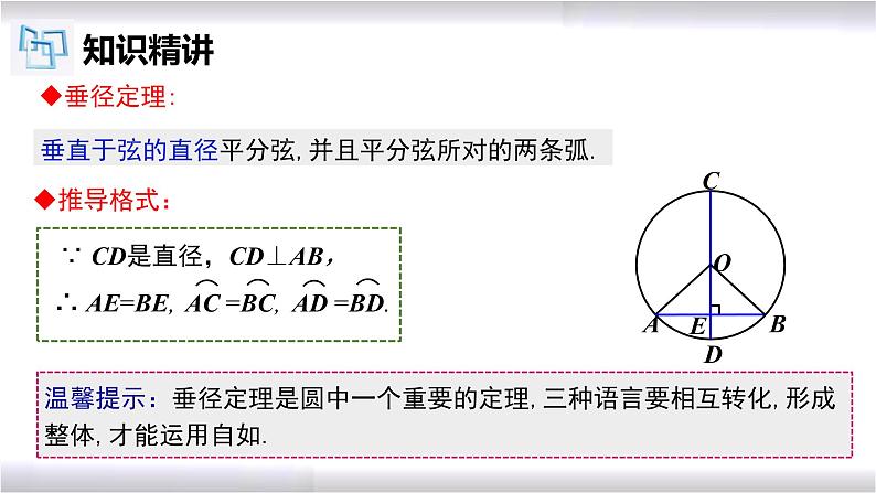 初中数学冀教版九年级上册 28.4 垂径定理 课件05