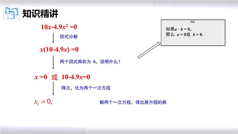 初中数学冀教版九年级上册 24.2 第6课时 一元二次方程的解法-因式分解法 课件08