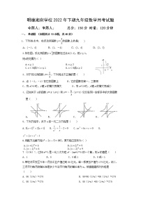 湖南省永州市宁远县明德湘南中学2022-2023学年九年级上学期第一次月考数学试题(含答案)