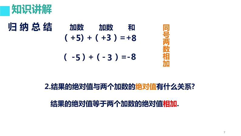 人教版七年级上册《有理数的加法》教学课件07