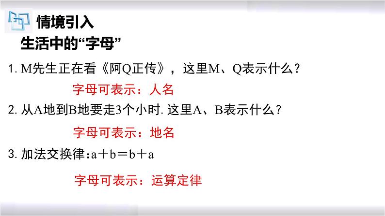 初中数学冀教版七年级上册 3.1 用字母表示数 课件03