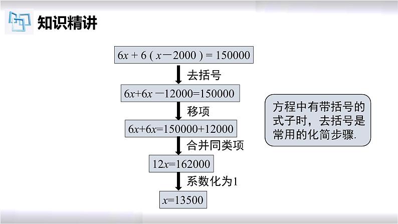 初中数学冀教版七年级上册 5.3 第3课时 一元一次方程的解法-去括号 课件06